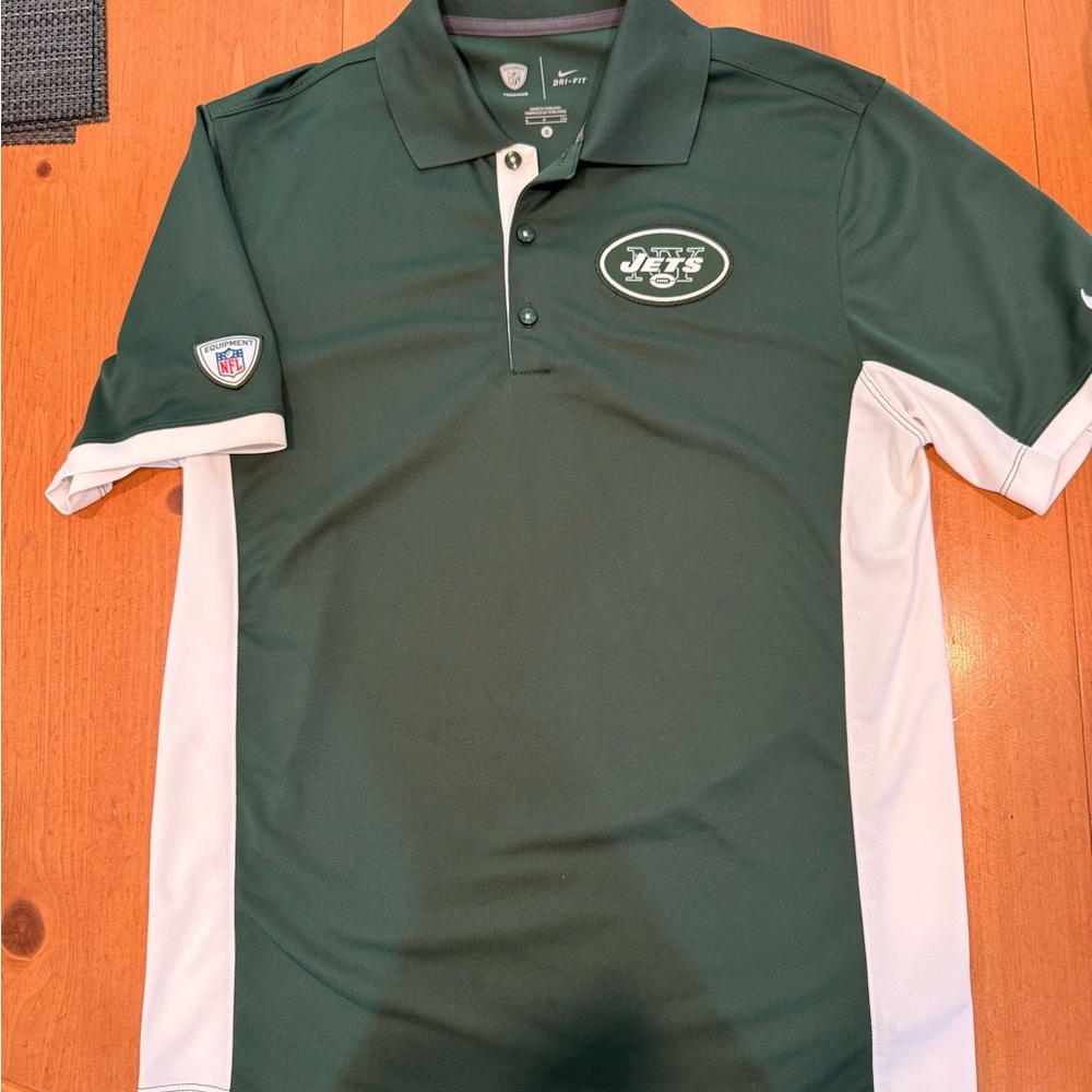 Nike Men’s New York Jets Dark Green and White Polo